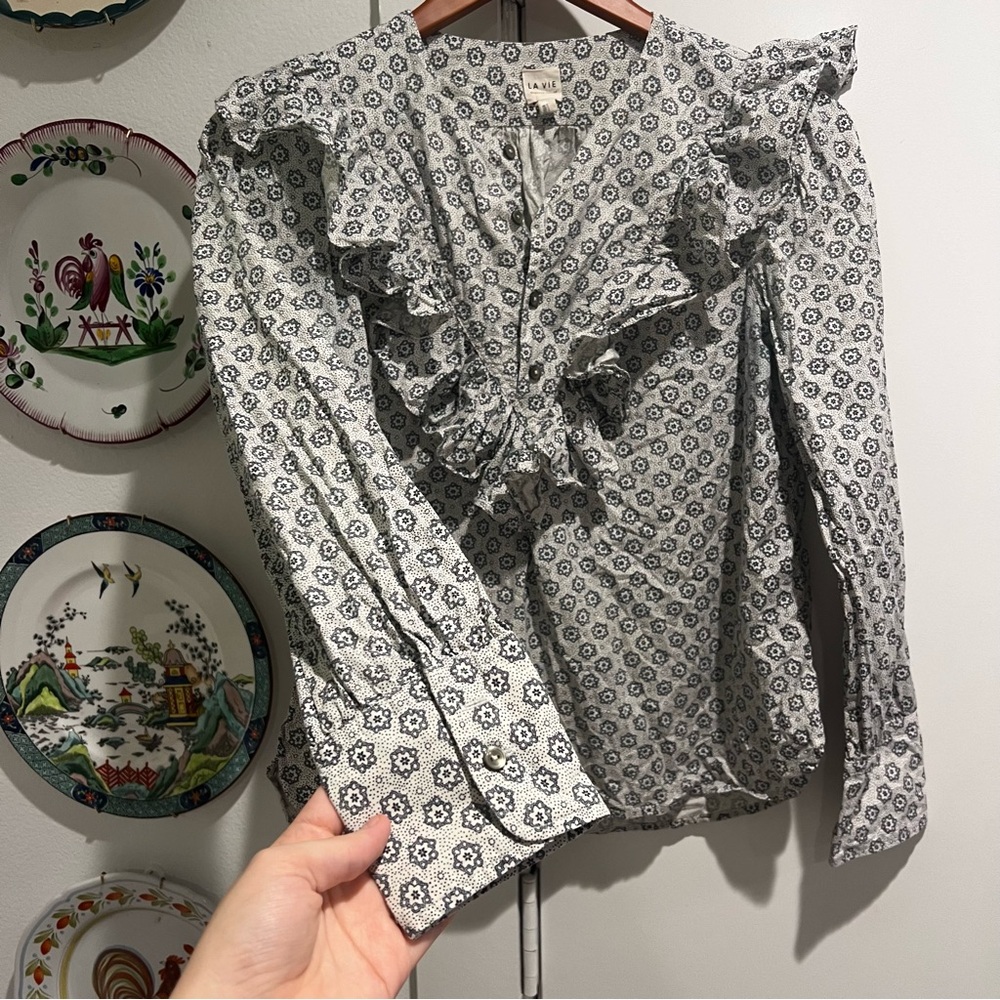 Rebecca Taylor La Vie Geometric Print Blouse - Picture 5 of 9